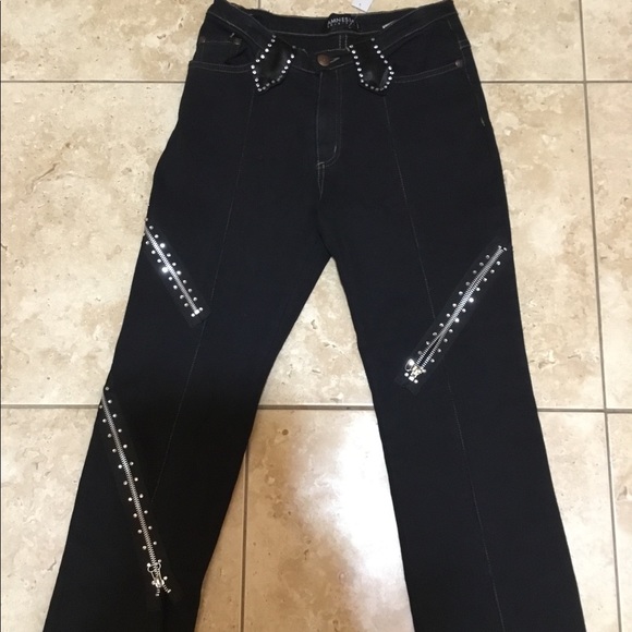 Studded zipper black denim - Picture 3 of 8